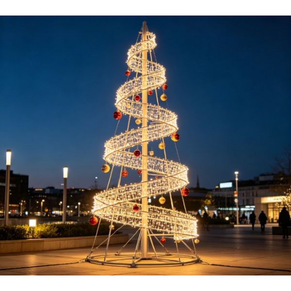Albero Di Natale A Spirale Con Ornamenti